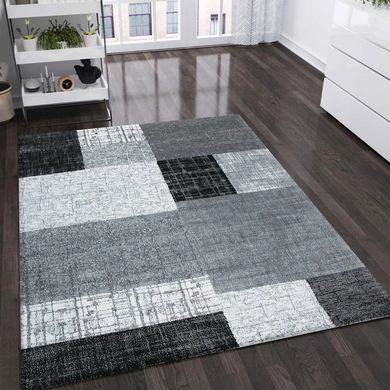 Samo9473 Grau Kachel Optik Teppich