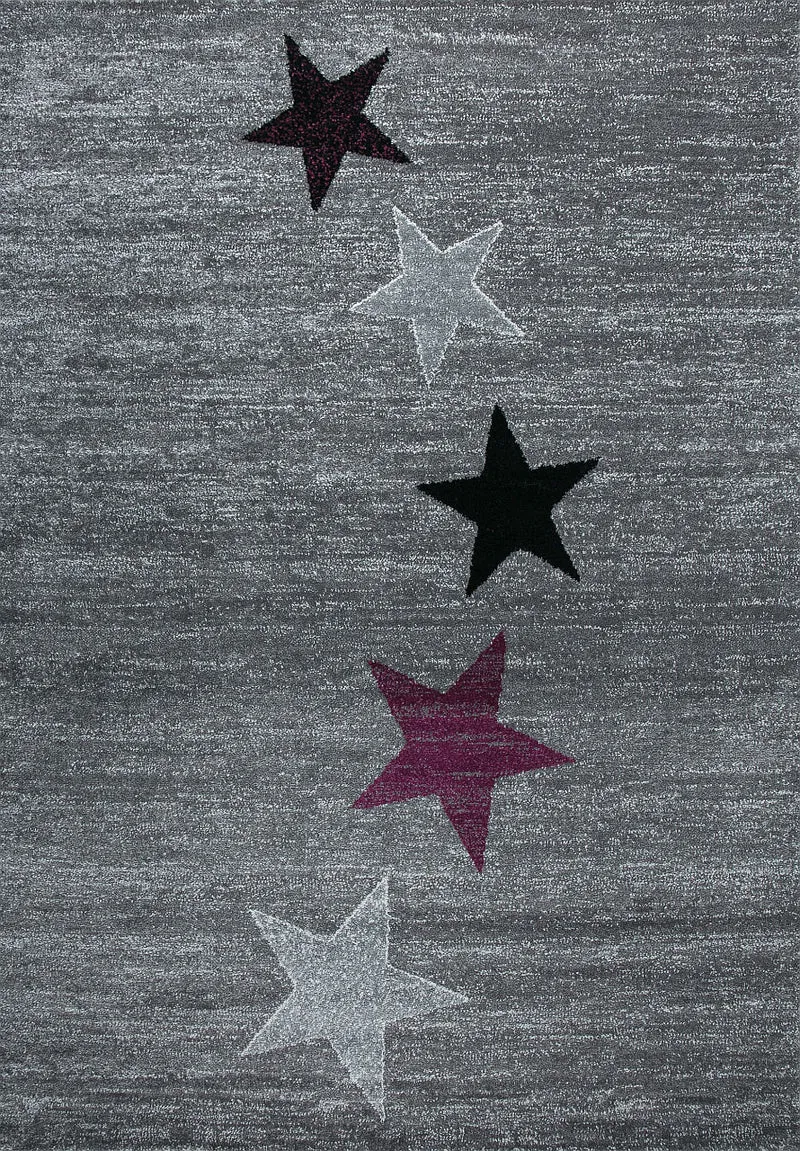 Teppich Modern Jugendstil Kurzflor Grau Lila Schwarz Stern Muster, für Wohnzimmer, Schlafzimmer, küche