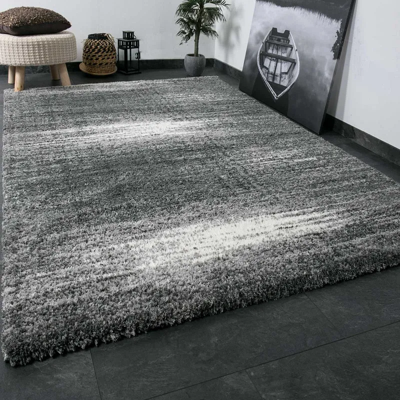 Nizza9074 Grau Shaggy Teppich Microfaser Extra Flauschig
