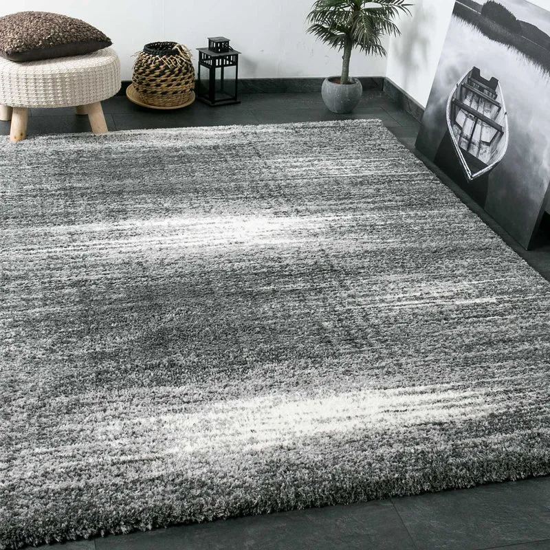 Nizza9074 Grau Shaggy Teppich Microfaser Extra Flauschig