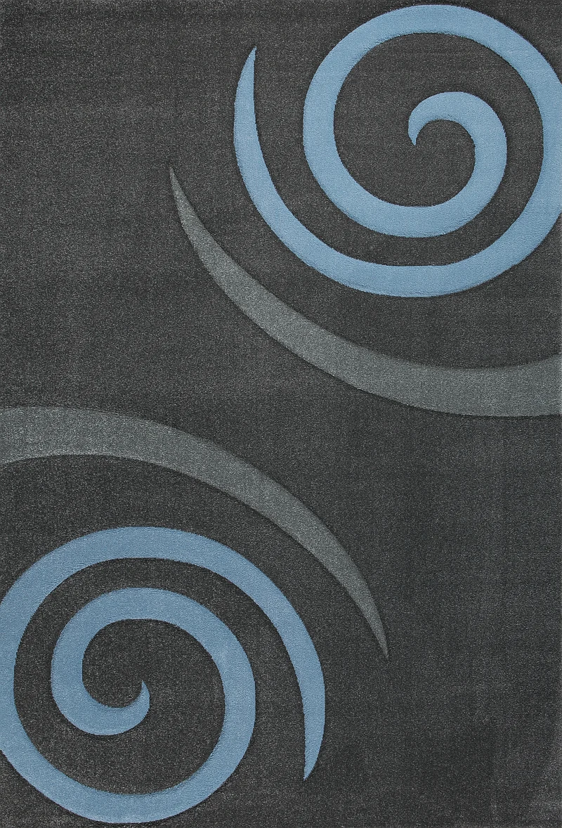 Cascadapl6678 Blau Kreisel Konturenschnitt Teppich