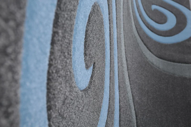 Cascadapl6678 Blau Kreisel Konturenschnitt Teppich