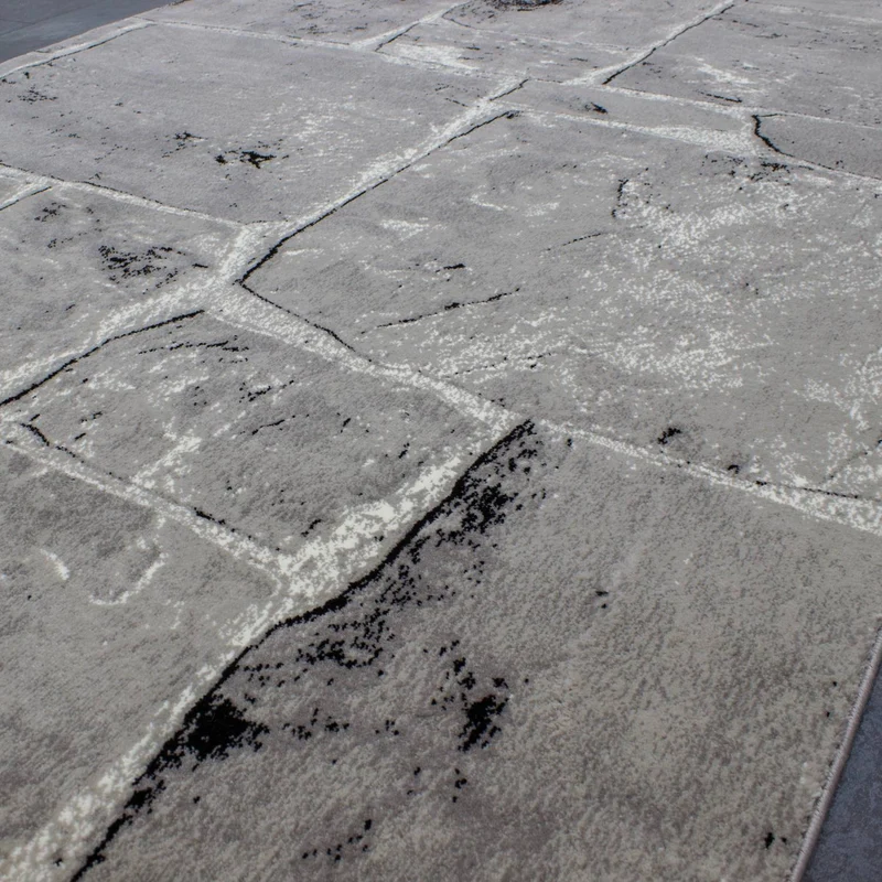 Designer Teppich Modern Steinmauer Marmor Optik in Grau