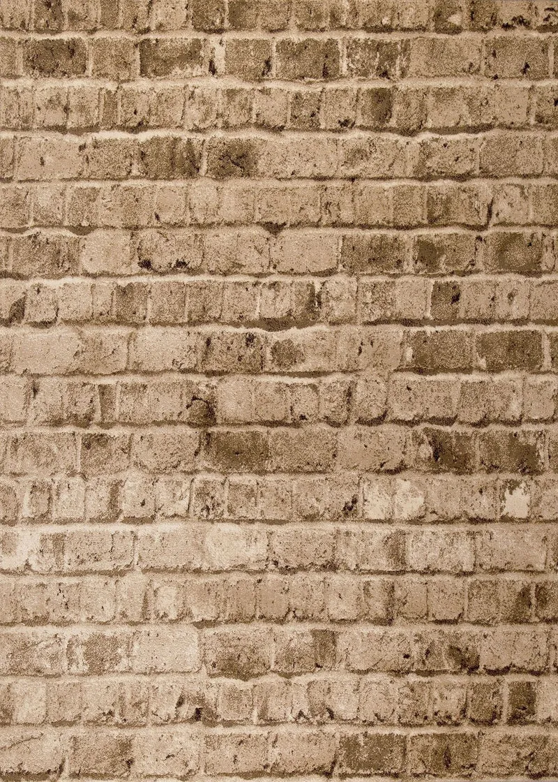 Moderner Teppich Stein Optik Mauer Muster Strapazierfähig in Braun 5162