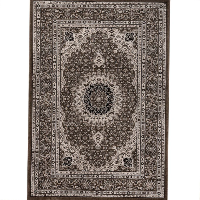 Teppich Wohnzimmer Orient Stil Ornament Bordüre Braun Beige
