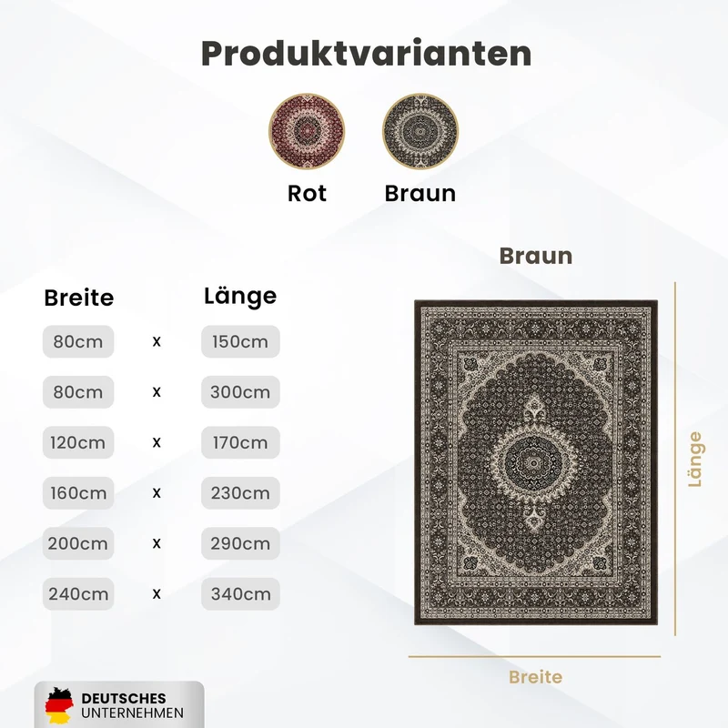 Teppich Wohnzimmer Orient Stil Ornament Bordüre Braun Beige