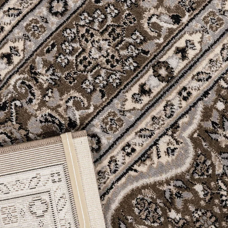Teppich Wohnzimmer Orient Stil Ornament Bordüre Braun Beige