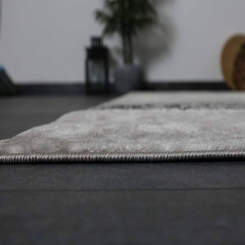 Teppich Kurzflor Modern Kariert Marmor Muster Meliert in Grau Schwarz Weiss für Wohnzimmer, schlafzimmer, kinderzimmer