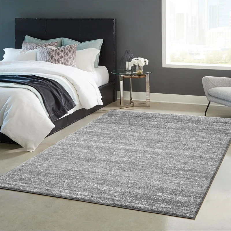 Teppich Modern Grau Meliert fürs Wohnzimmer, Kinderzimmer, Schlafzimmer, Flur, und die Küche