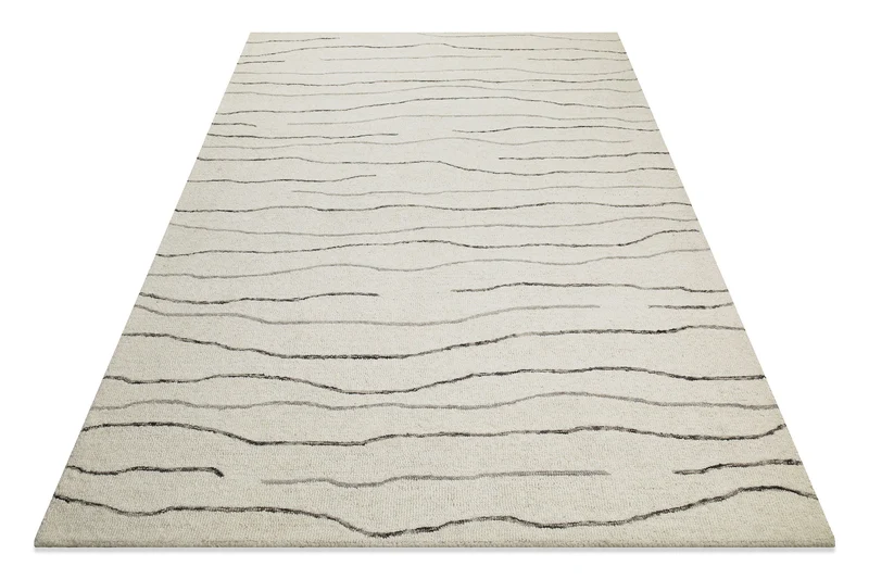 Kurzflor Teppich Creme Weiß aus Schurwolle "Hamptons ELEVEN" WECONhome