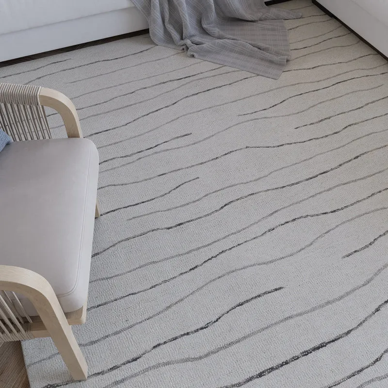 Kurzflor Teppich Creme Weiß aus Schurwolle "Hamptons ELEVEN" WECONhome