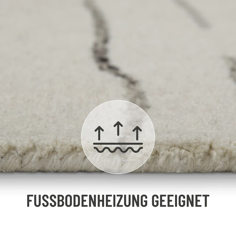 Kurzflor Teppich Creme Weiß aus Schurwolle "Hamptons ELEVEN" WECONhome
