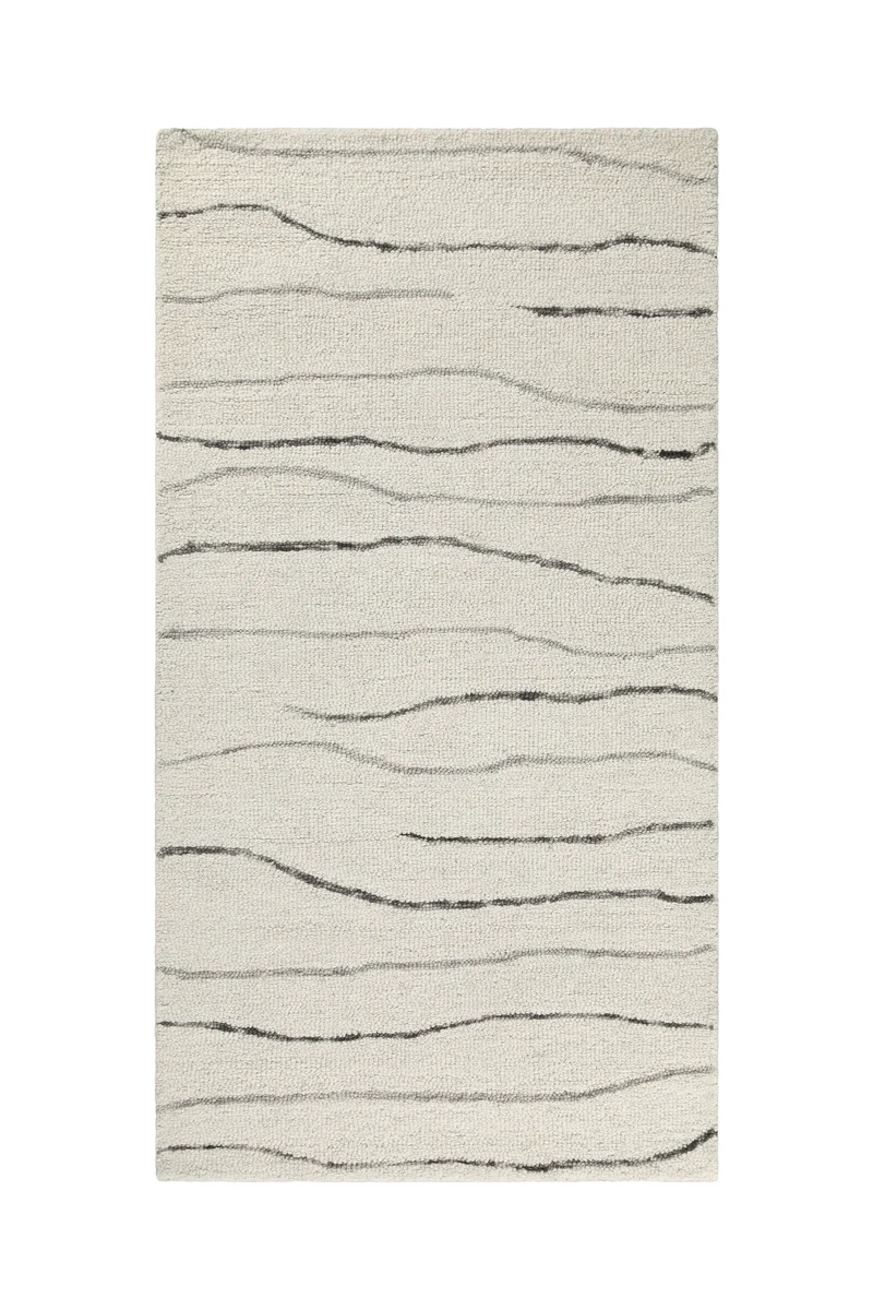 Kurzflor Teppich Creme Weiß aus Schurwolle "Hamptons ELEVEN" WECONhome
