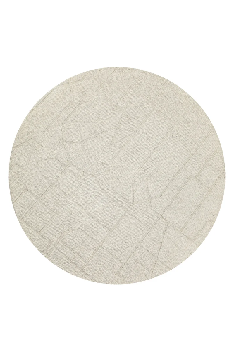 Kurzflor Teppich Rund Creme Weiß "Hamptons TWENTYEIGHT" WECONhome