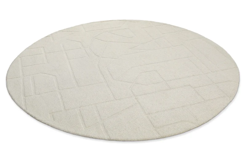 Kurzflor Teppich Rund Creme Weiß "Hamptons TWENTYEIGHT" WECONhome