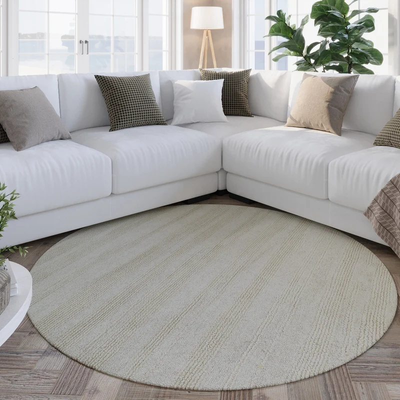 Kurzflor Teppich Rund Creme Weiß "Hamptons TWENTYSEVEN" WECONhome