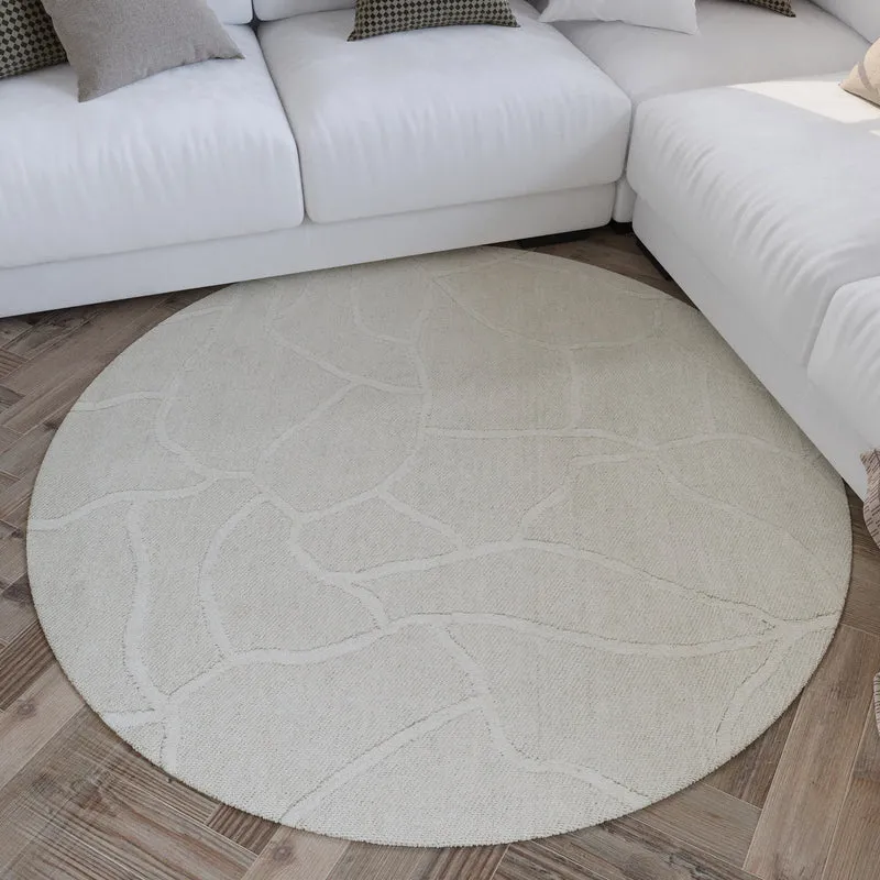 Kurzflor Teppich Rund Creme Weiß "Hamptons TWENTYSIX" WECONhome