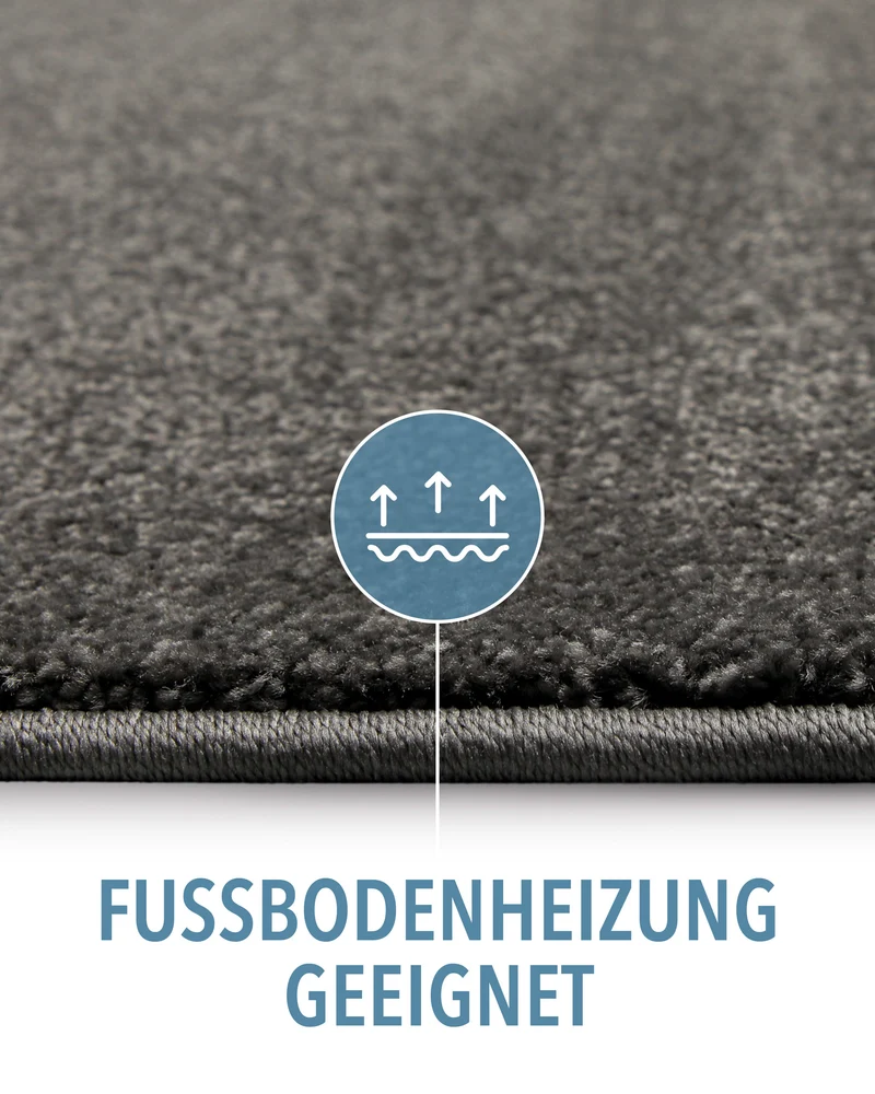 Kurzflorteppich Anthrazit Grau "Montepulciano" Homie Living