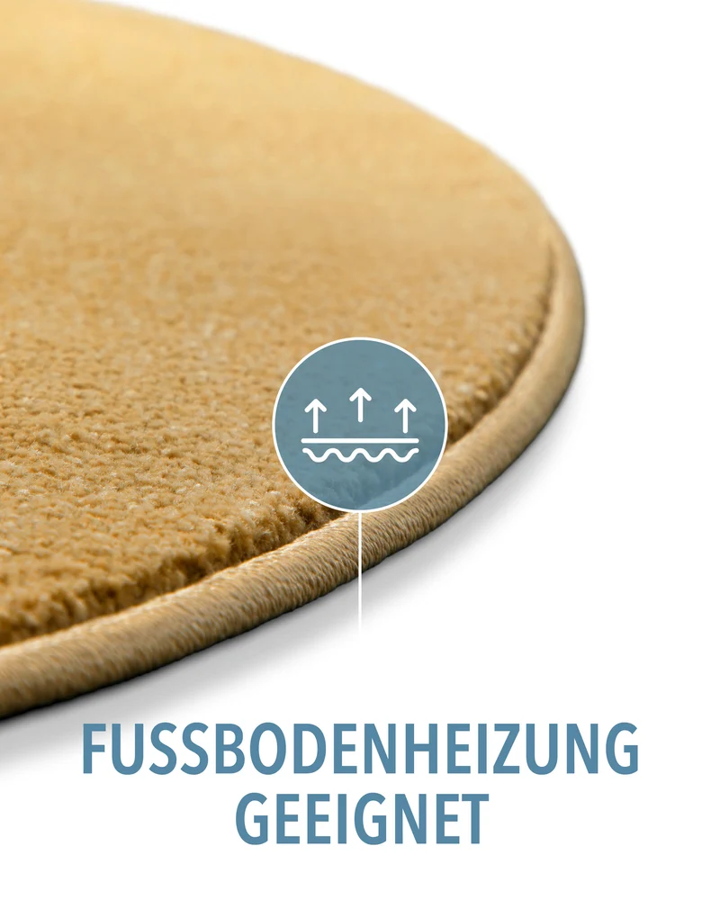 Kurzflorteppich Rund Ocker Gelb "Montepulciano" Homie Living