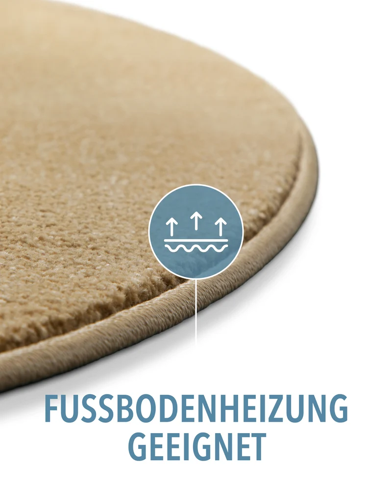Kurzflorteppich Rund Sand Beige "Montepulciano" Homie Living