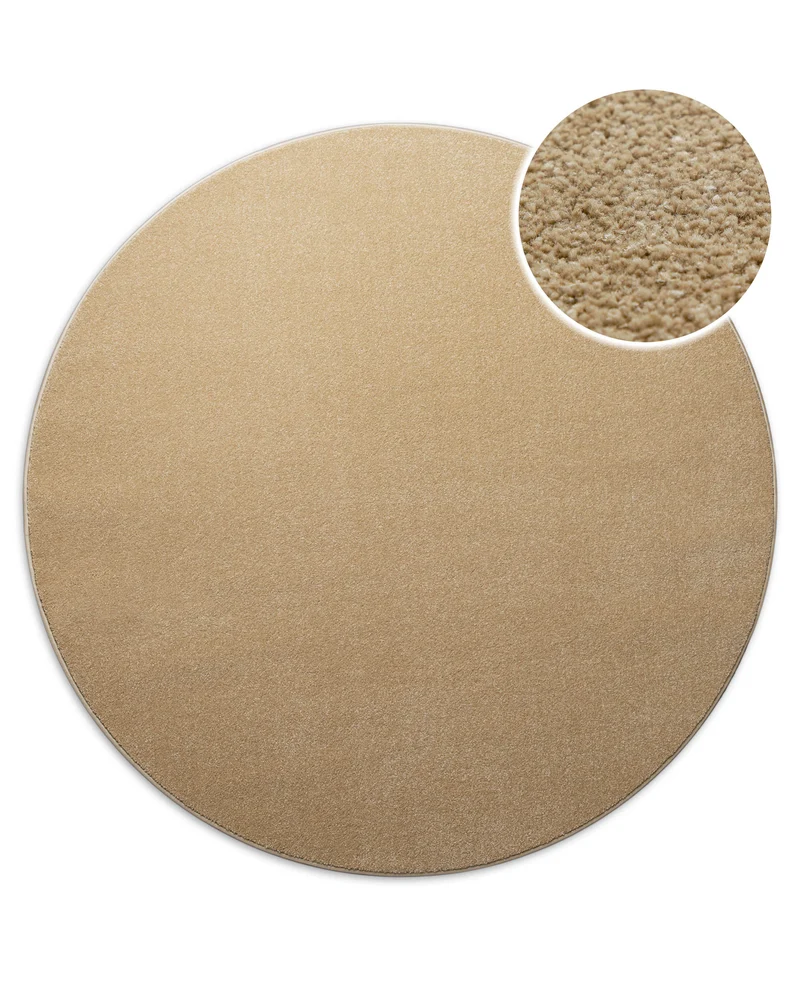 Kurzflorteppich Rund Sand Beige "Montepulciano" Homie Living