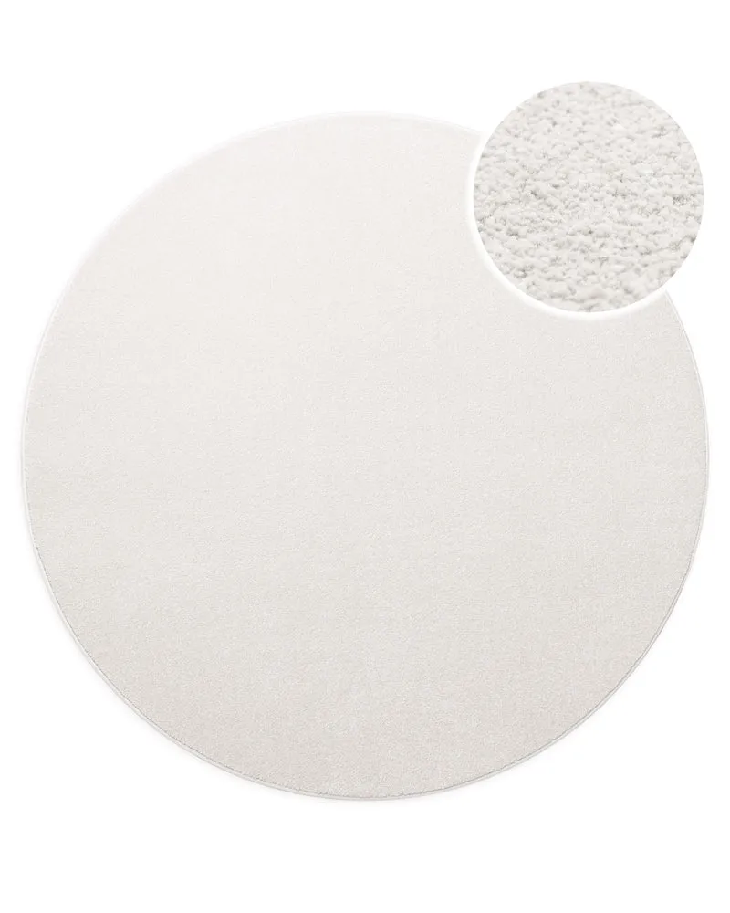 Kurzflorteppich Rund Creme Weiß "Montepulciano" Homie Living