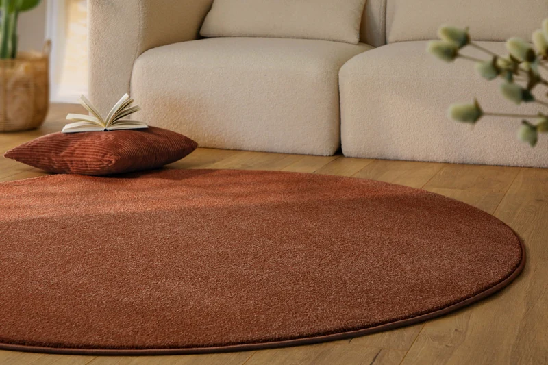Esprit Kurzflorteppich Rund Ziegel Rot "Vegas"