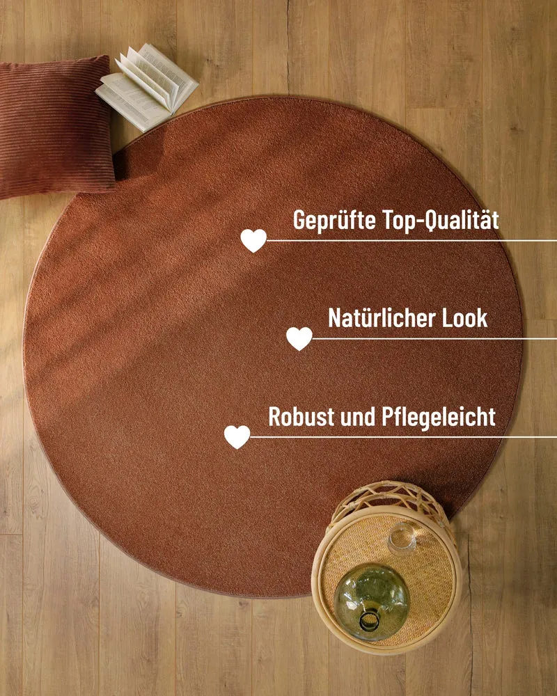 Esprit Kurzflorteppich Rund Ziegel Rot "Vegas"