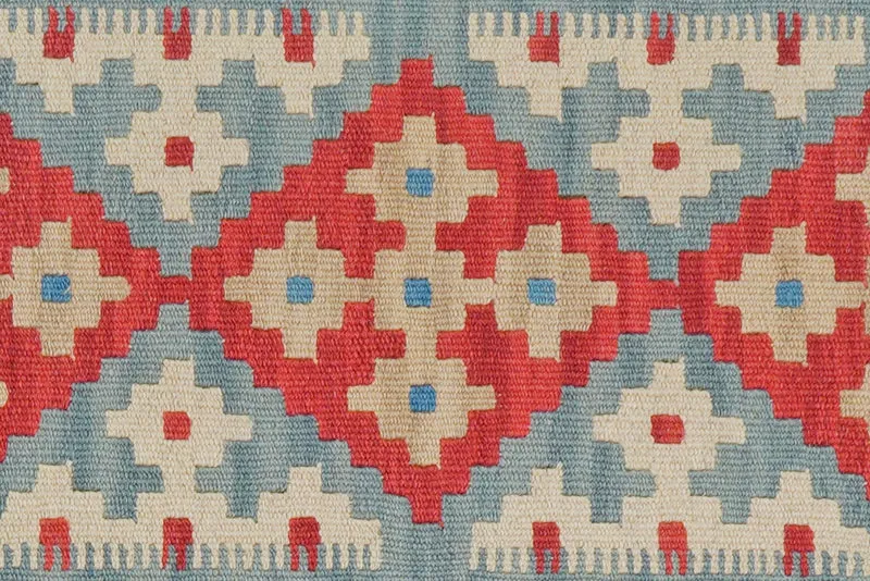 Kelim Gashgai · Handgewebt – Blau, 293x79 cm