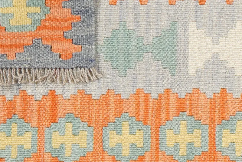Kelim Gashgai · Handgewebt – Grau, 194x58 cm