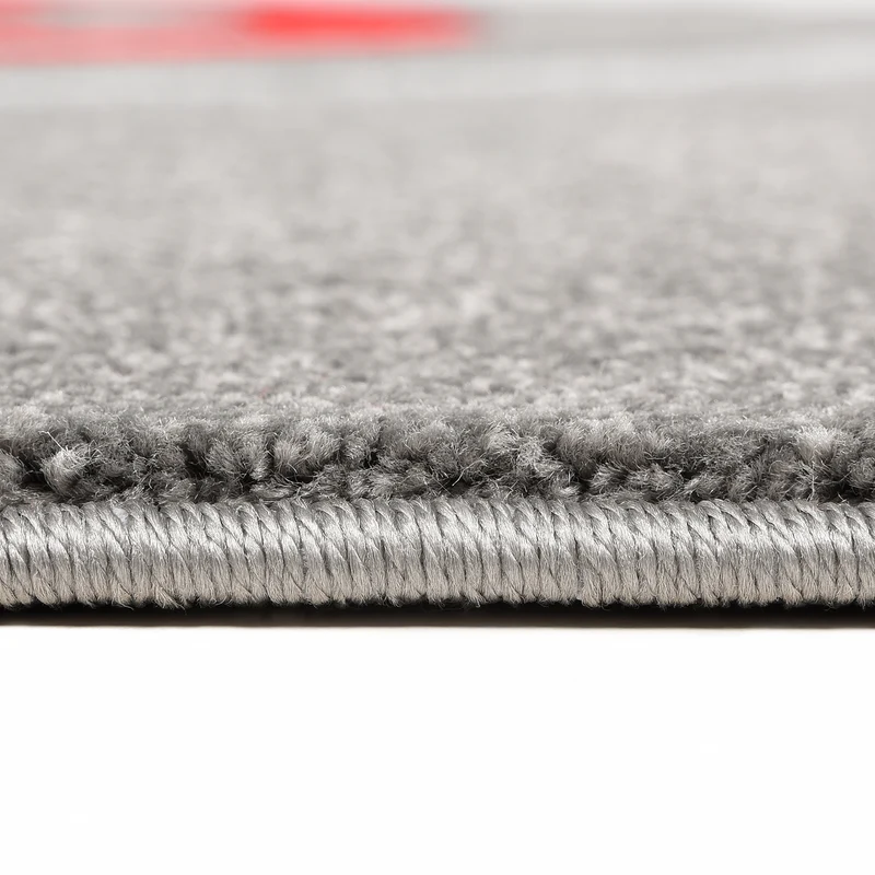 Teppich Kurzflor spiral zeichnung dicht gewebt dick und weiche Oberfläche Grau Rot Konturenschnitt aus Hand für Wohnzimmer, Schlafzimmer, küche