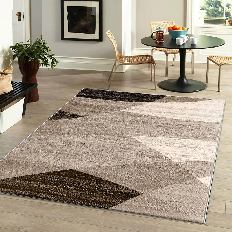 Moderner Teppich Geometrisches Muster Meliert in Braun Beige