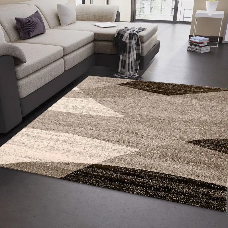 Moderner Teppich Geometrisches Muster Meliert in Braun Beige