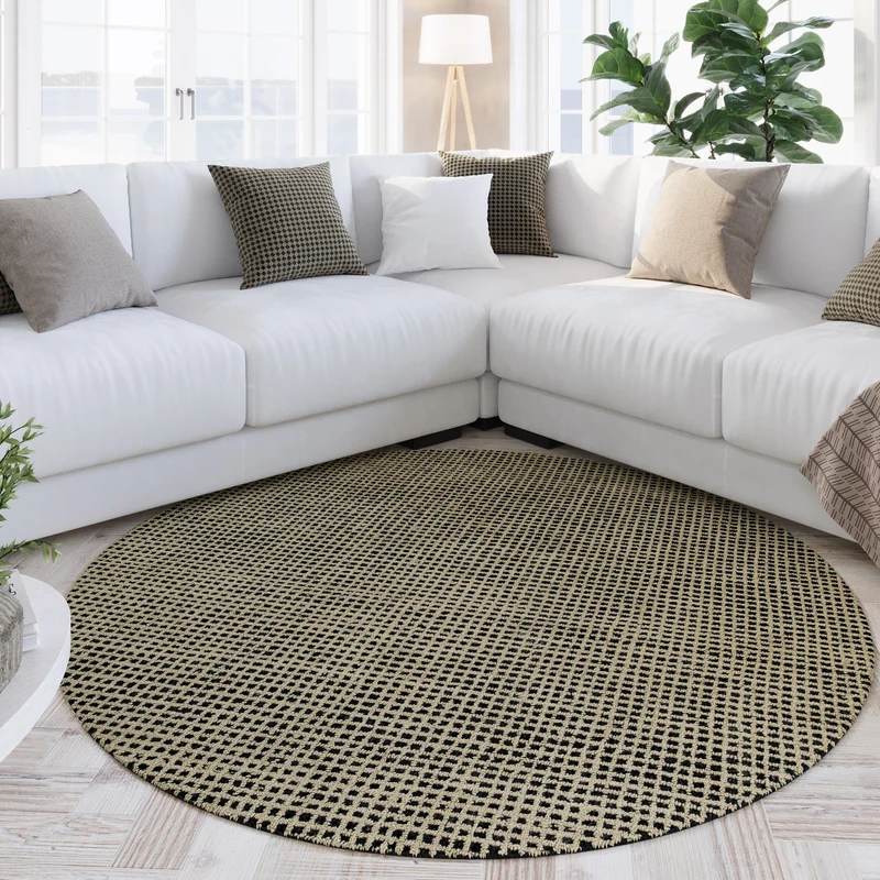 Kurzflor Teppich Rund Sand Beige "Hamptons TWENTYNINE" WECONhome