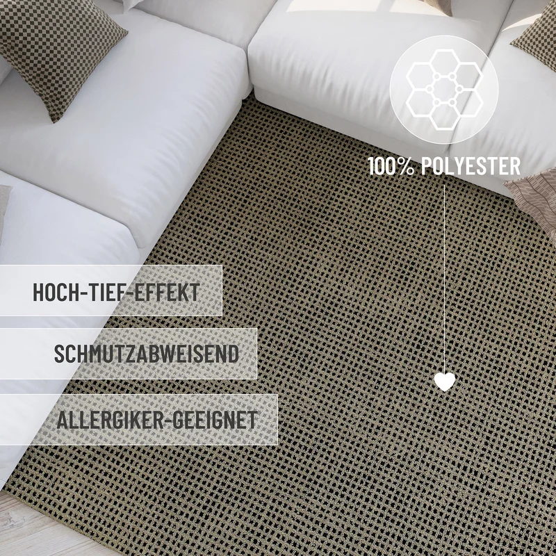 Kurzflor Teppich Rund Sand Beige "Hamptons TWENTYNINE" WECONhome