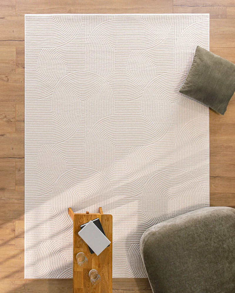 WECONhome Kurzflorteppich "Nuuk Arc" - Creme Weiß