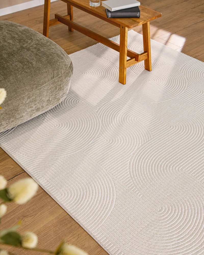 WECONhome Kurzflorteppich "Nuuk Arc" - Creme Weiß