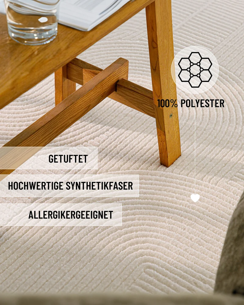 WECONhome Kurzflorteppich "Nuuk Arc" - Creme Weiß