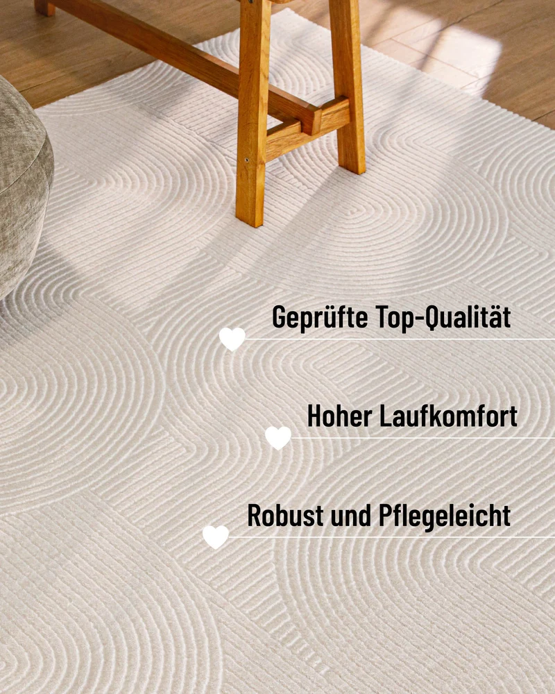 WECONhome Kurzflorteppich "Nuuk Arc" - Creme Weiß