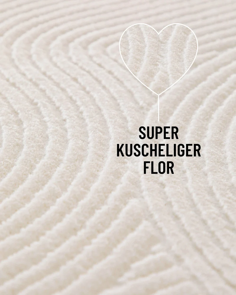 WECONhome Kurzflorteppich "Nuuk Arc" - Creme Weiß