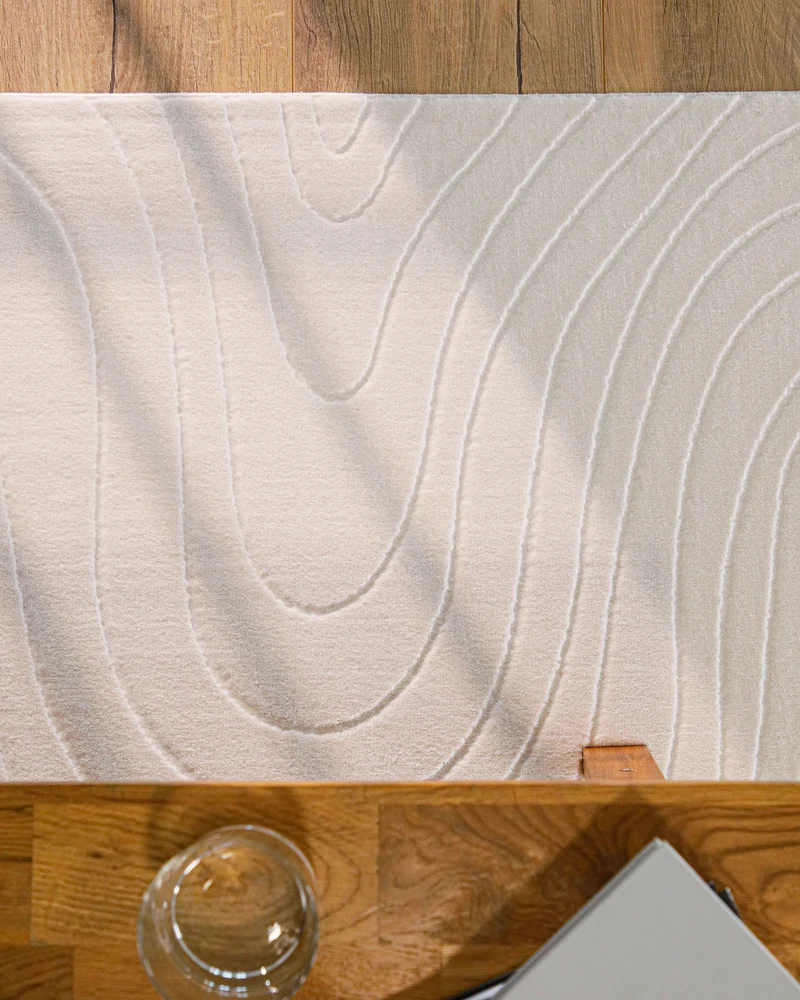 WECONhome Kurzflorteppich "Nuuk Flow" - Creme Weiß