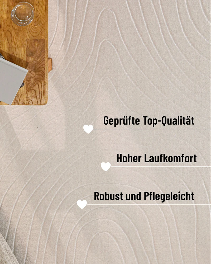 WECONhome Kurzflorteppich "Nuuk Flow" - Creme Weiß