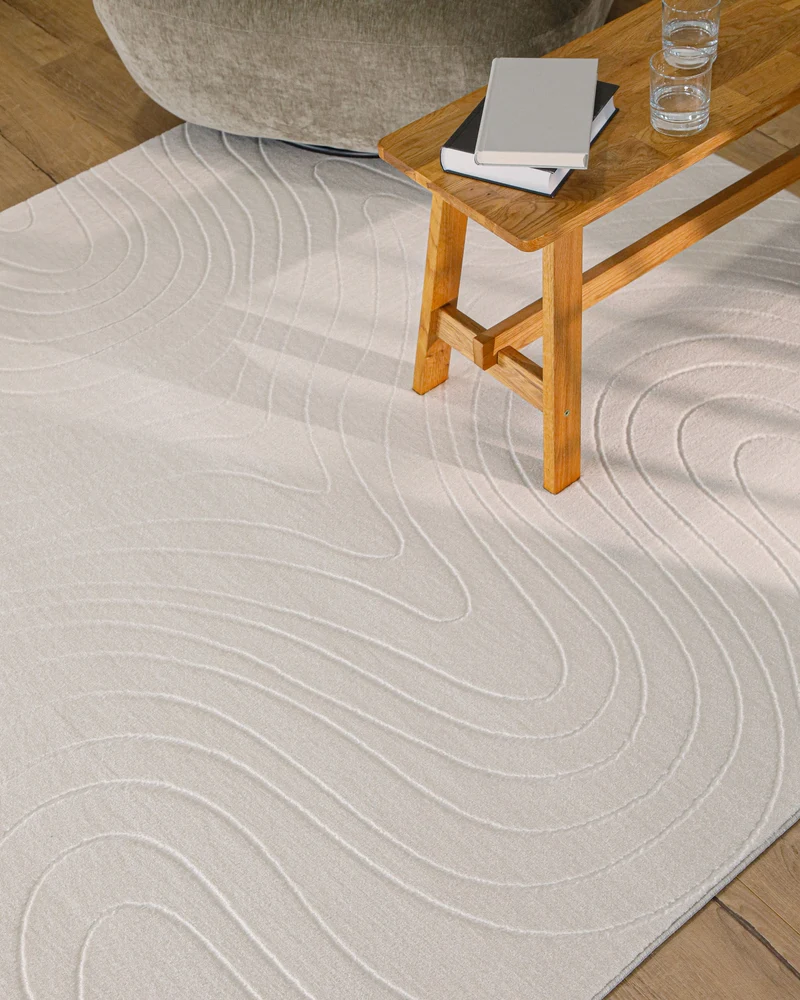 WECONhome Kurzflorteppich "Nuuk Flow" - Creme Weiß
