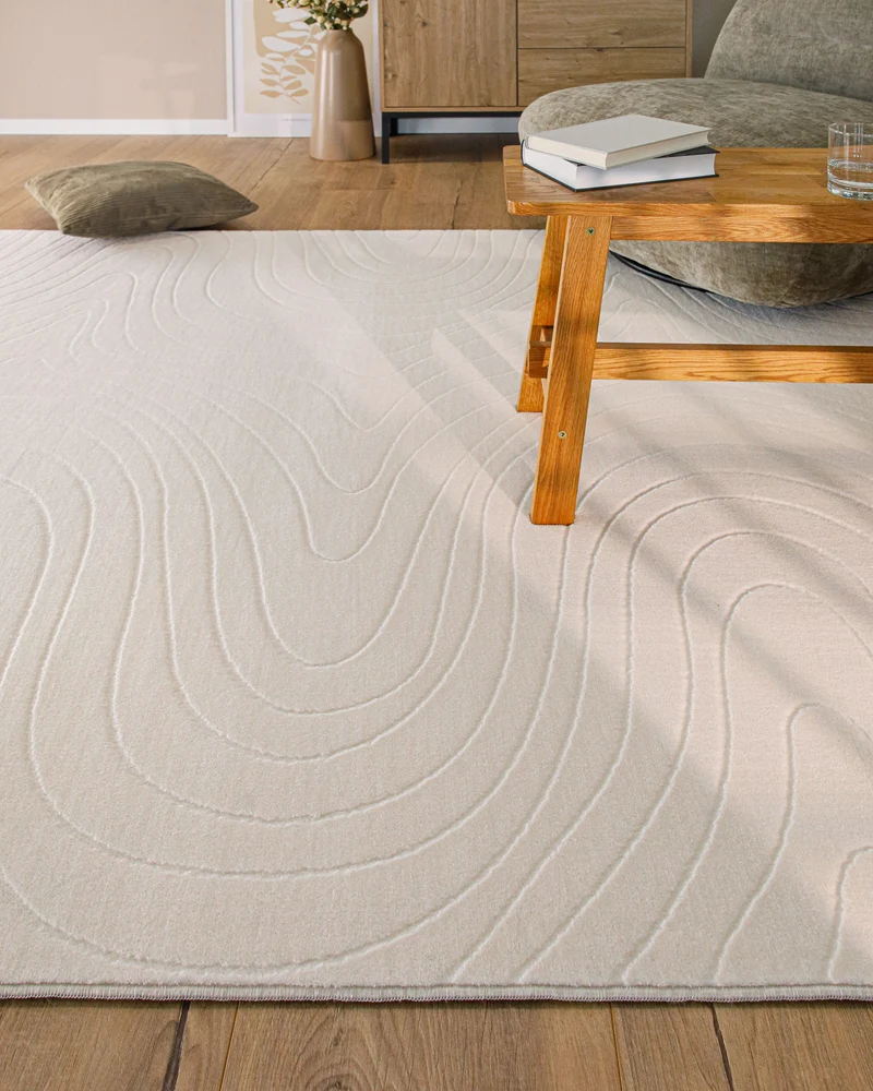 WECONhome Kurzflorteppich "Nuuk Flow" - Creme Weiß