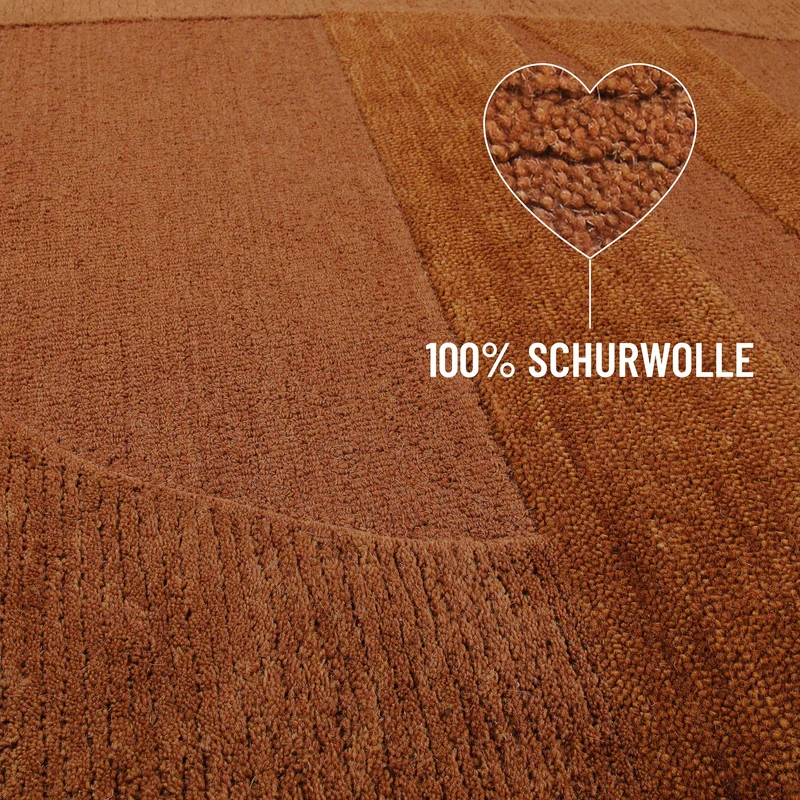 Kurzflorteppich Lehm Braun Weiß aus Schurwolle "Dodo" WECONhome