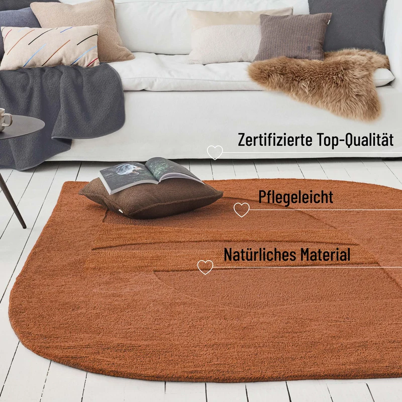 Kurzflorteppich Lehm Braun Weiß aus Schurwolle "Dodo" WECONhome