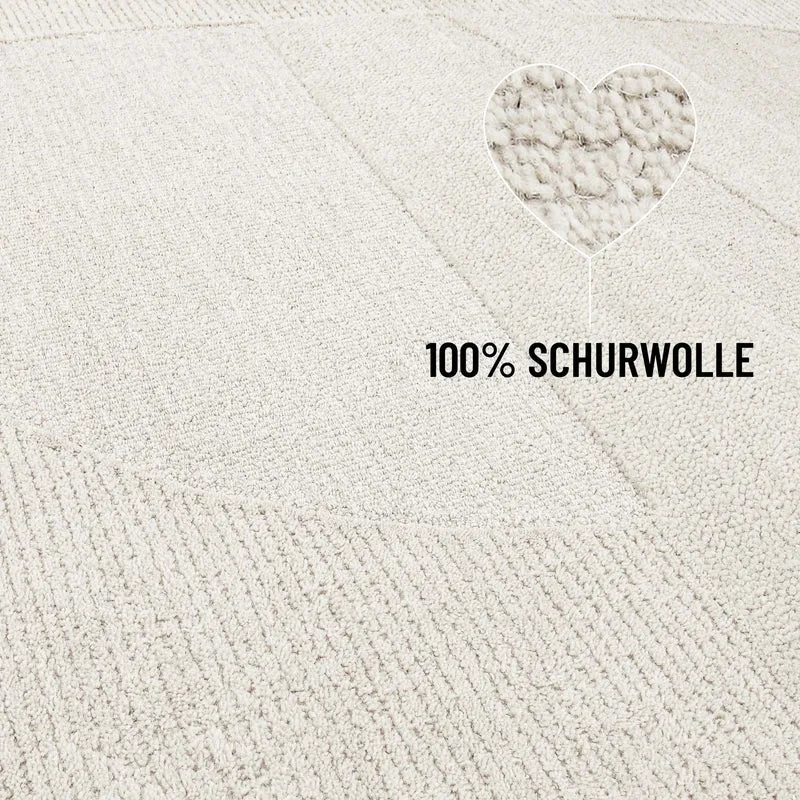 Kurzflorteppich Creme Weiß aus Schurwolle "Dodo" WECONhome