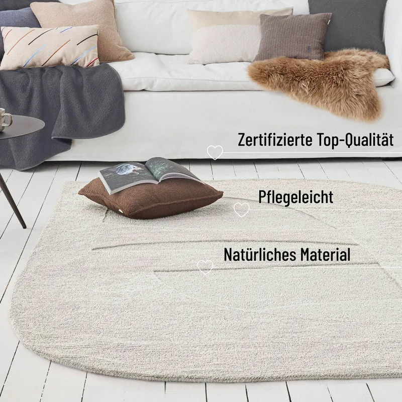 Kurzflorteppich Creme Weiß aus Schurwolle "Dodo" WECONhome