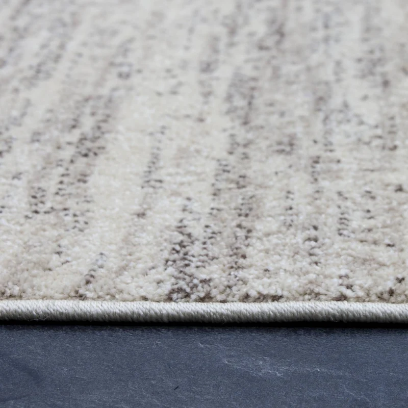 Modern Beige Braun Kurzflor Teppich Wohnzimmer Meliert Einfarbig Fußbodenheizung geeignet