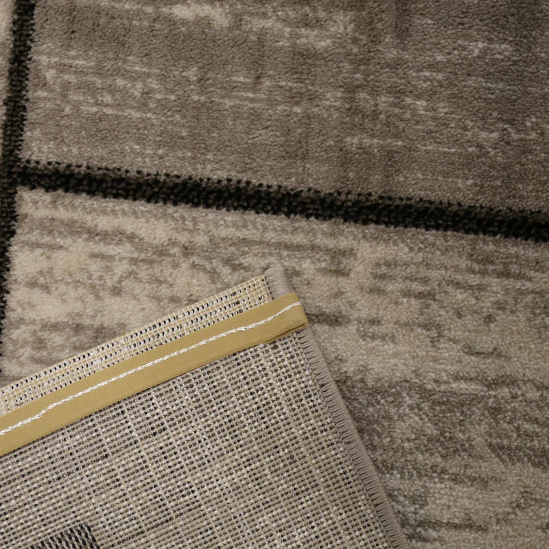 Designer Teppich Wohnzimmer Braun Beige Kariert Retro mit geometrischen Motiven und Farbverlauf